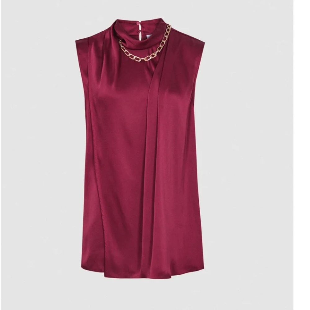 NWOT- Reiss Freya Chain Detail Sleeveless Top - Berry Color - Size 2